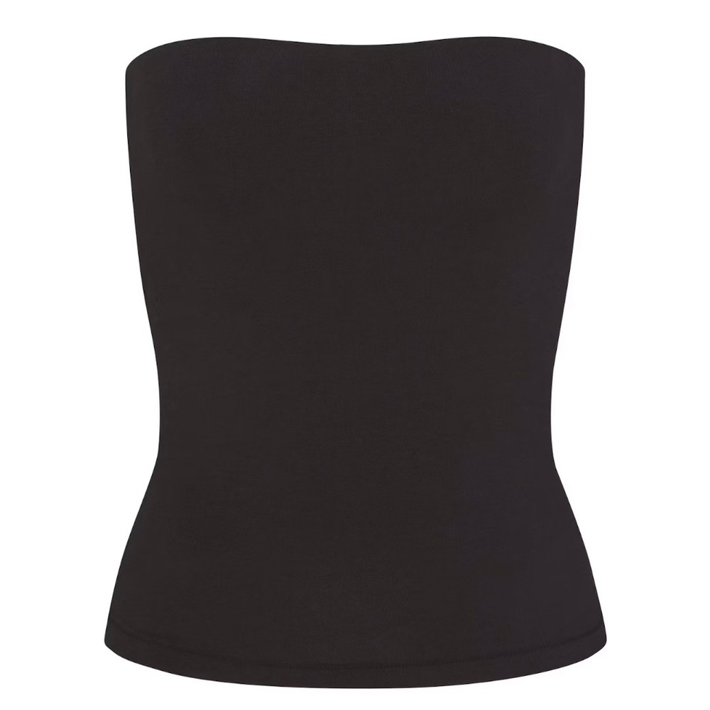 Skims Cotton Jersey Tube Top Soot Black TP-TUB-9645W Large